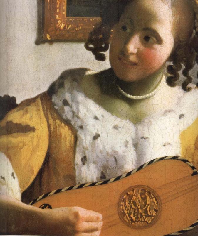 Jan Vermeer Detail of  Woman is playing Guitar Germany oil painting art